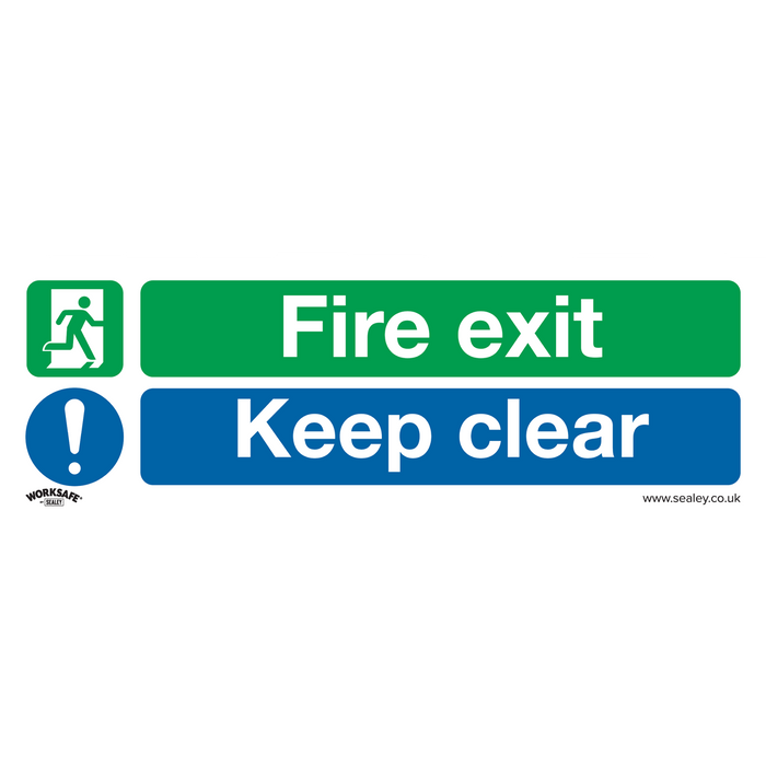 Sealey - SS32V10 Fire Exit Keep Clear (Large) - Safe Conditions Safety Sign - Self-Adhesive Vinyl - Pack of 10 Safety Products Sealey - Sparks Warehouse