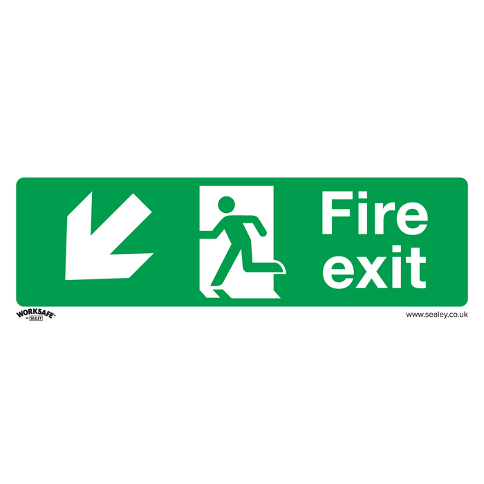 Sealey - SS34V10 Fire Exit (Down Left) - Safe Conditions Safety Sign - Self-Adhesive Vinyl - Pack of 10 Safety Products Sealey - Sparks Warehouse
