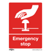 Sealey - SS35V1 Emergency Stop - Safe Conditions Safety Sign - Self-Adhesive Vinyl Safety Products Sealey - Sparks Warehouse