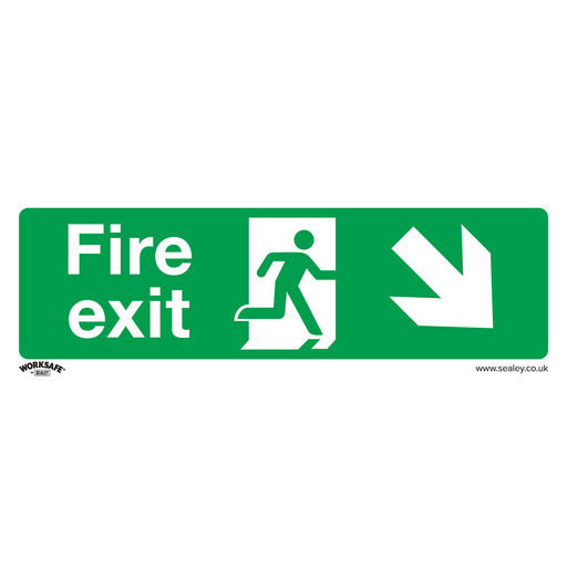 Sealey - SS36P10 Fire Exit (Down Right) - Safe Conditions Safety Sign - Rigid Plastic - Pack of 10 Safety Products Sealey - Sparks Warehouse