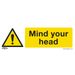 Sealey - SS39P10 Mind Your Head - Warning Safety Sign - Rigid Plastic - Pack of 10 Safety Products Sealey - Sparks Warehouse