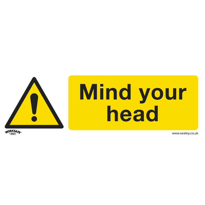Sealey - SS39V10 Mind Your Head - Warning Safety Sign - Self-Adhesive Vinyl - Pack of 10 Safety Products Sealey - Sparks Warehouse