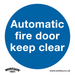 Sealey - SS3P10 Automatic Fire Door Keep Clear - Mandatory Safety Sign - Rigid Plastic - Pack of 10 Safety Products Sealey - Sparks Warehouse