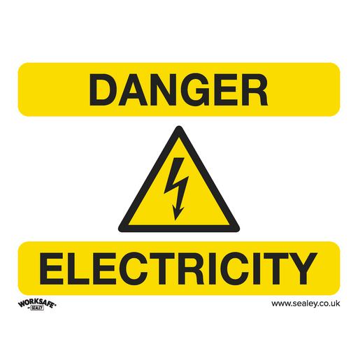 Sealey - SS41V10 Danger Electricity - Warning Safety Sign - Self-Adhesive Vinyl - Pack of 10 Safety Products Sealey - Sparks Warehouse