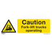 Sealey - SS44P10 Caution Fork-Lift Trucks - Warning Safety Sign - Rigid Plastic - Pack of 10 Safety Products Sealey - Sparks Warehouse