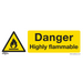 Sealey - SS45P10 Danger Highly Flammable - Warning Safety Sign - Rigid Plastic - Pack of 10 Safety Products Sealey - Sparks Warehouse