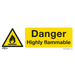 Sealey - SS45V1 Danger Highly Flammable - Warning Safety Sign - Self-Adhesive Vinyl Safety Products Sealey - Sparks Warehouse