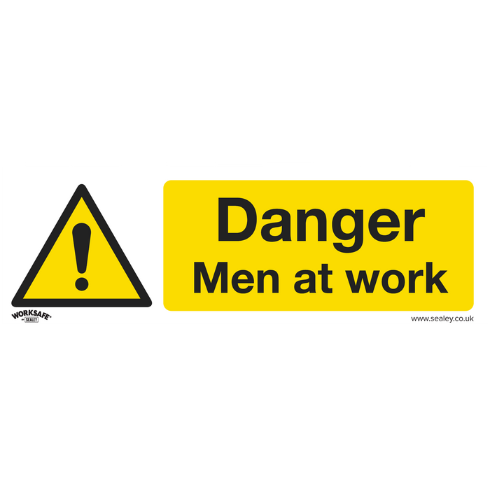 Sealey - SS46V1 Danger Men At Work - Warning Safety Sign - Self-Adhesive Vinyl Safety Products Sealey - Sparks Warehouse