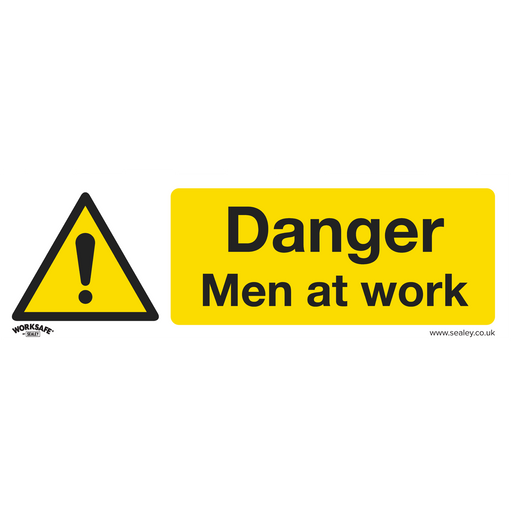 Sealey - SS46P1 Danger Men At Work - Warning Safety Sign - Rigid Plastic Safety Products Sealey - Sparks Warehouse