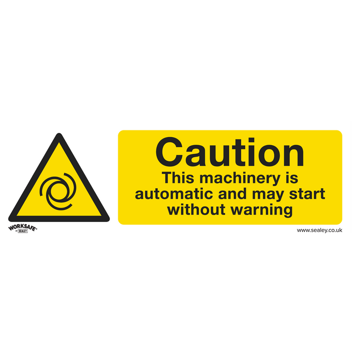 Sealey - SS47P10 Caution Automatic Machinery - Warning Safety Sign - Rigid Plastic - Pack of 10 Safety Products Sealey - Sparks Warehouse