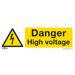 Sealey - SS48V10 Danger High Voltage - Warning Safety Sign - Self-Adhesive Vinyl - Pack of 10 Safety Products Sealey - Sparks Warehouse