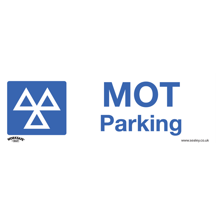 Sealey - SS49V10 MOT Parking - Warning Safety Sign - Self-Adhesive Vinyl - Pack of 10 Safety Products Sealey - Sparks Warehouse