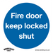 Sealey - SS4P10 Fire Door Keep Locked Shut - Mandatory Safety Sign - Rigid Plastic - Pack of 10 Safety Products Sealey - Sparks Warehouse
