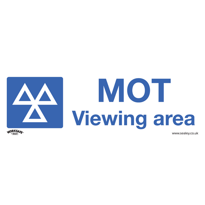 Sealey - SS50V10 MOT Viewing Area - Warning Safety Sign - Self-Adhesive Vinyl - Pack of 10 Safety Products Sealey - Sparks Warehouse