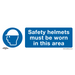 Sealey - SS8P1 Safety Helmets Must Be Worn In This Area - Mandatory Safety Sign - Rigid Plastic Safety Products Sealey - Sparks Warehouse