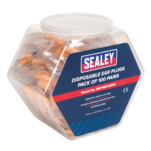 Sealey - SSP18D100PK Ear Plugs Disposable Pack of 100 Pairs Safety Products Sealey - Sparks Warehouse