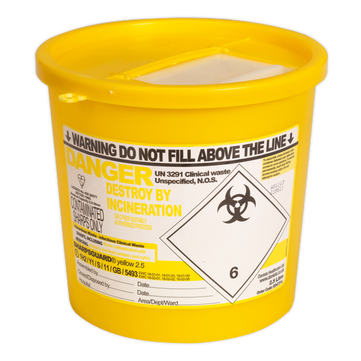 Sealey - SSP250 Sharps Bin 2.5ltr Safety Products Sealey - Sparks Warehouse