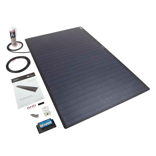 SOLAR TECHNOLOGY - 100wp Roof / Deck Top Kit  Black  Rear Cable