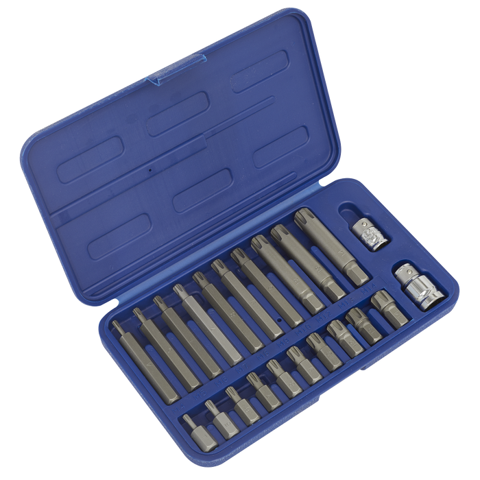 Sealey - SX105 Ribe Bit Set 22pc 3/8" & 1/2"Sq Drive Hand Tools Sealey - Sparks Warehouse