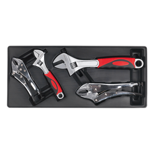 Sealey - TBT04 Tool Tray with Locking Pliers & Adjustable Wrench Set 4pc Hand Tools Sealey - Sparks Warehouse