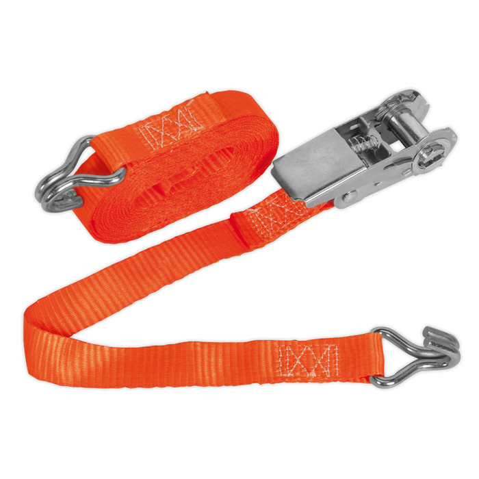 Sealey - TD0845J Ratchet Tie Down 25mm x 4.5m Polyester Webbing 800kg Load Test Janitorial / Garden & Leisure Sealey - Sparks Warehouse