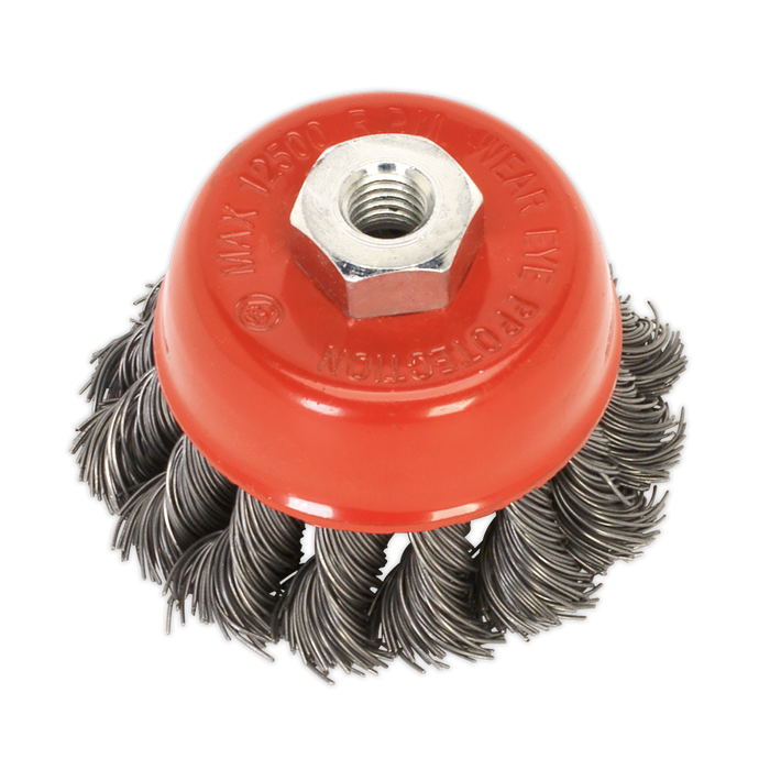 Sealey - TKCB651 Twist Knot Wire Cup Brush Ø65mm M14 x 2mm Consumables Sealey - Sparks Warehouse