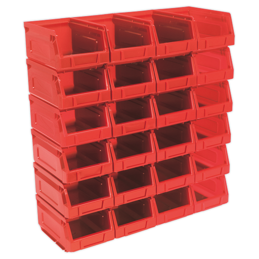 Sealey - TPS224R Plastic Storage Bin 105 x 165 x 85mm - Red Pack of 24 Storage & Workstations Sealey - Sparks Warehouse