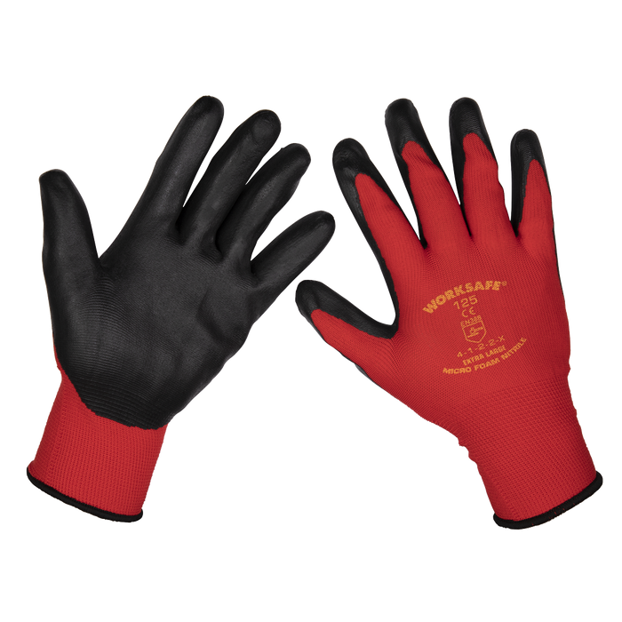 Sealey - TSP125XL/6 Flexi Grip Nitrile Palm Gloves (X-Large) - Pack of 6 Pairs Safety Products Sealey - Sparks Warehouse