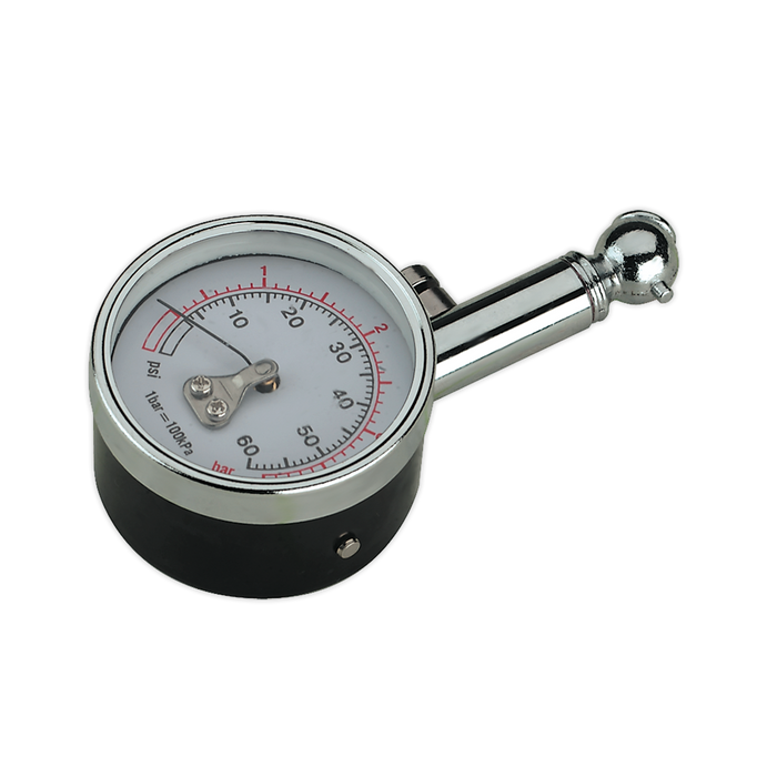 Sealey - TST/PG99 Tyre Pressure Gauge 0-4bar(0-60psi) Vehicle Service Tools Sealey - Sparks Warehouse