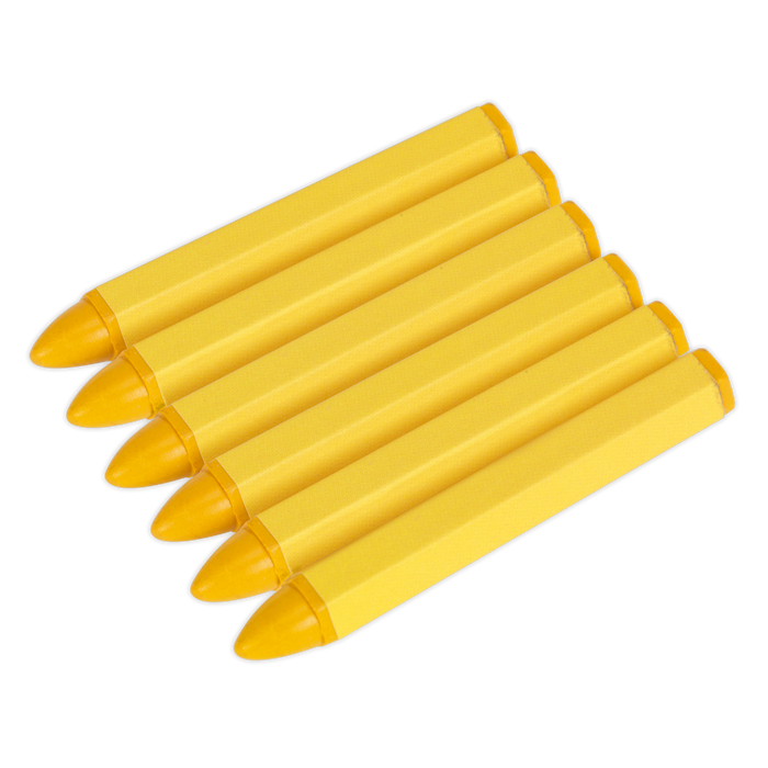 Sealey - TST14 Tyre Marking Crayon - Yellow Pack of 6 Vehicle Service Tools Sealey - Sparks Warehouse