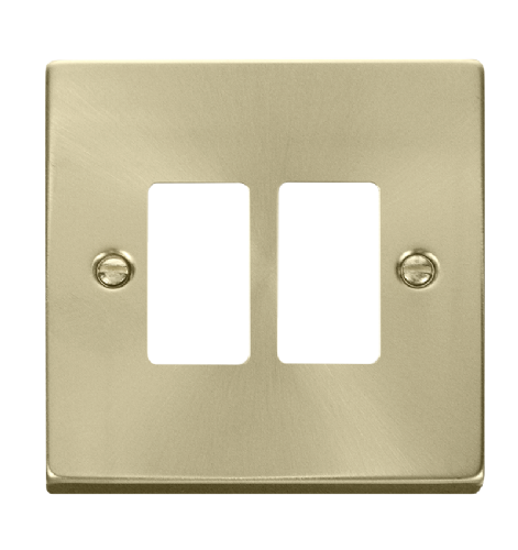 Scolmore VPSB20402 - 2 Gang GridPro® Frontplate - Satin Brass GridPro Scolmore - Sparks Warehouse
