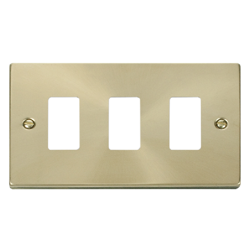 Scolmore VPSB20403 - 3 Gang GridPro® Frontplate - Satin Brass GridPro Scolmore - Sparks Warehouse