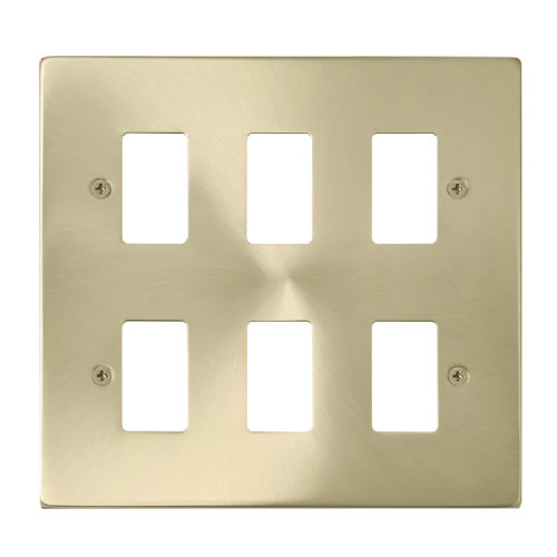 Scolmore VPSB20506 - 6 Gang GridPro® Frontplate - Satin Brass GridPro Scolmore - Sparks Warehouse