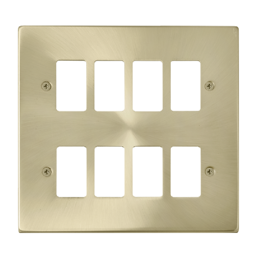 Scolmore VPSB20508 - 8 Gang GridPro® Frontplate - Satin Brass GridPro Scolmore - Sparks Warehouse