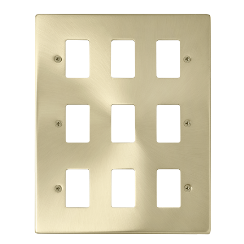 Scolmore VPSB20509 - 9 Gang GridPro® Frontplate - Satin Brass GridPro Scolmore - Sparks Warehouse