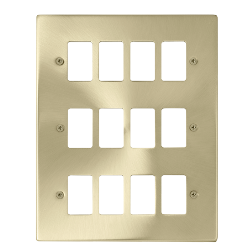 Scolmore VPSB20512 - 12 Gang GridPro® Frontplate - Satin Brass GridPro Scolmore - Sparks Warehouse