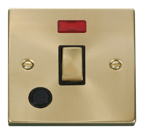 Scolmore VPSB523BK - 20A 1 Gang DP ‘Ingot’ Switch With Flex Outlet And Neon - Black Deco Scolmore - Sparks Warehouse