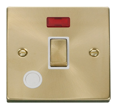 Scolmore VPSB523WH - 20A 1 Gang DP ‘Ingot’ Switch With Flex Outlet And Neon - White Deco Scolmore - Sparks Warehouse