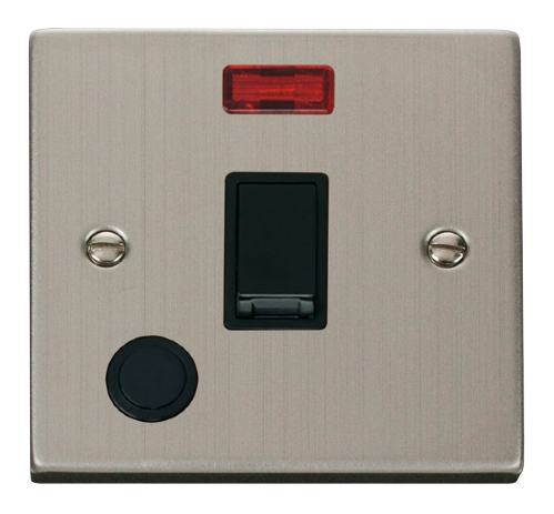 Scolmore VPSS023BK - 20A 1 Gang DP Switch With Flex Outlet And Neon - Black Deco Scolmore - Sparks Warehouse