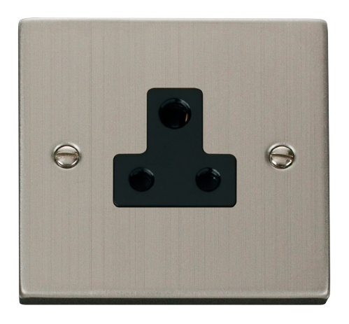 Scolmore VPSS038BK - 5A Round Pin Socket Outlet - Black Deco Scolmore - Sparks Warehouse