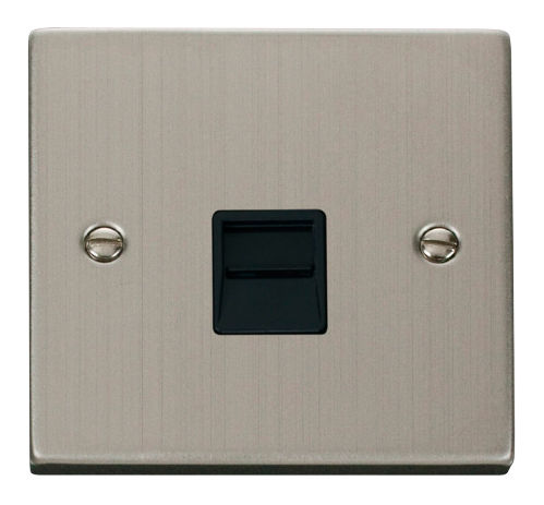 Scolmore VPSS120BK - Single Telephone Socket Outlet Master - Black Deco Scolmore - Sparks Warehouse