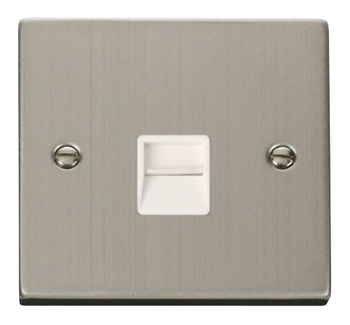 Scolmore VPSS120WH - Single Telephone Socket Outlet Master - White Deco Scolmore - Sparks Warehouse