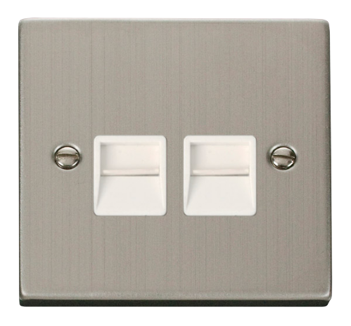 Scolmore VPSS126WH - Twin Telephone Socket Outlet Secondary - White Deco Scolmore - Sparks Warehouse