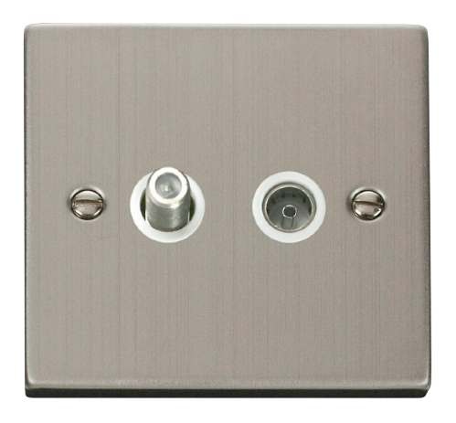 Scolmore VPSS170WH - 1 Gang Satellite + Coaxial Socket Outlet - White Deco Scolmore - Sparks Warehouse
