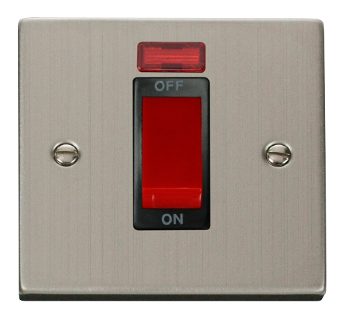 Scolmore VPSS201BK - 1 Gang 45A DP Switch With Neon - Black Deco Scolmore - Sparks Warehouse