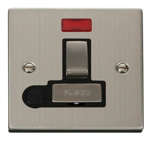 Scolmore VPSS552BK - 13A Fused ‘Ingot’ Switched Connection Unit With Flex Outlet + Neon - Black Deco Scolmore - Sparks Warehouse