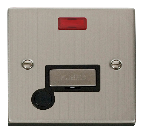Scolmore VPSS553BK - 13A Fused ‘Ingot’ Connection Unit With Flex Outlet + Neon - Black Deco Scolmore - Sparks Warehouse