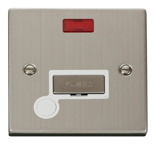 Scolmore VPSS553WH - 13A Fused ‘Ingot’ Connection Unit With Flex Outlet + Neon - White Deco Scolmore - Sparks Warehouse