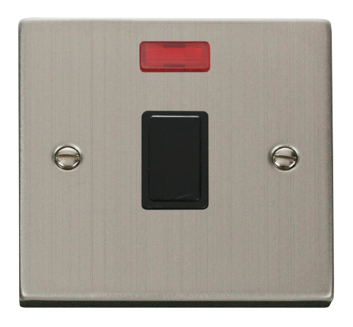Scolmore VPSS623BK - 20A 1 Gang DP Switch + Neon - Black Deco Scolmore - Sparks Warehouse