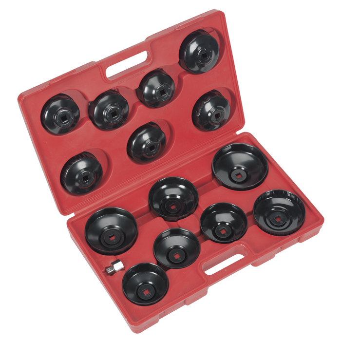 Sealey - VS7003 Oil Filter Cap Wrench Set 15pc Vehicle Service Tools Sealey - Sparks Warehouse